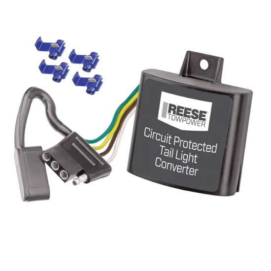 REESE Towpower Tail Light Converter with 4-Flat Connector REESE Towpower tail light converter, universal fit, with 4-Flat connector and dust cover