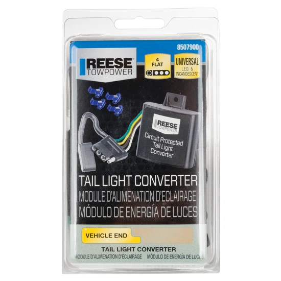 REESE Towpower Tail Light Converter with 4-Flat Connector REESE Towpower tail light converter, universal fit, with 4-Flat connector and dust cover