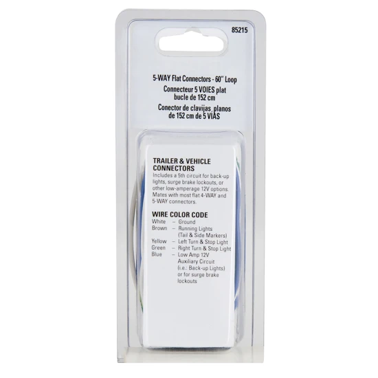 REESE Towpower 5-Way Flat Connector for Backup Lights and Surge Brake