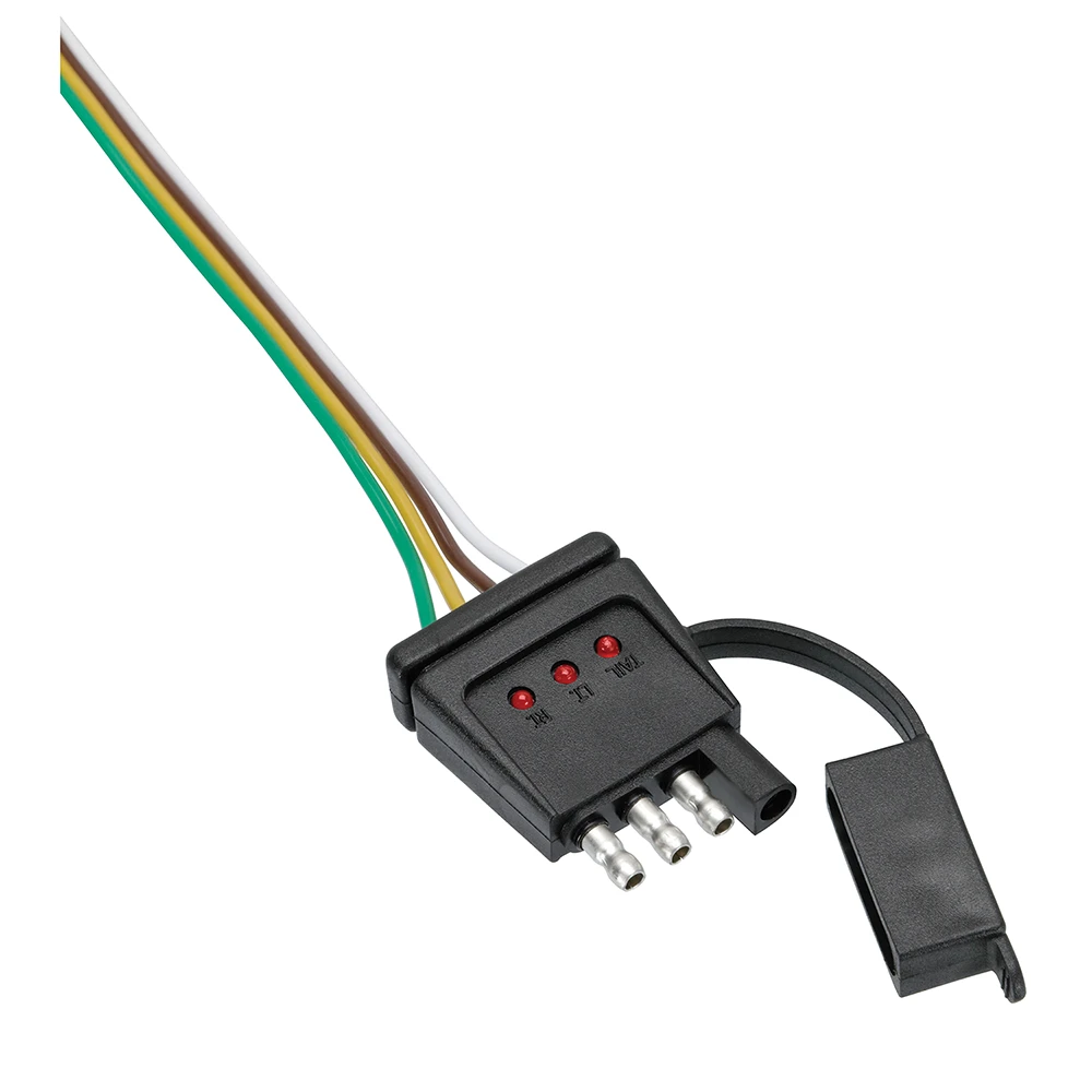 REESE Towpower 4-Flat trailer connector with built-in LED tester for towing trailers.