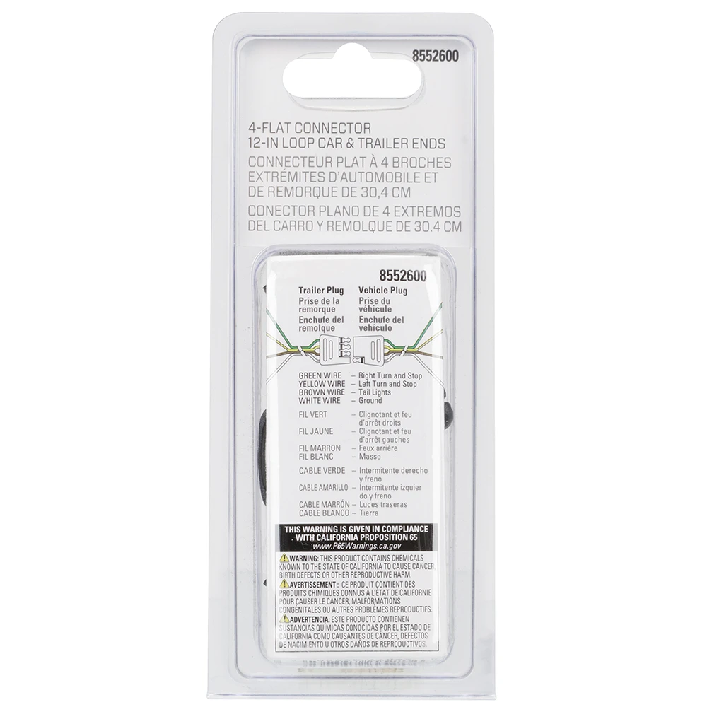 REESE Towpower 4-Flat connector loop with LED tester for trailers