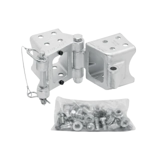 Fulton's Fold-Away Bolt-On Hinge Kits for trailer tongues with die cast steel hinges.