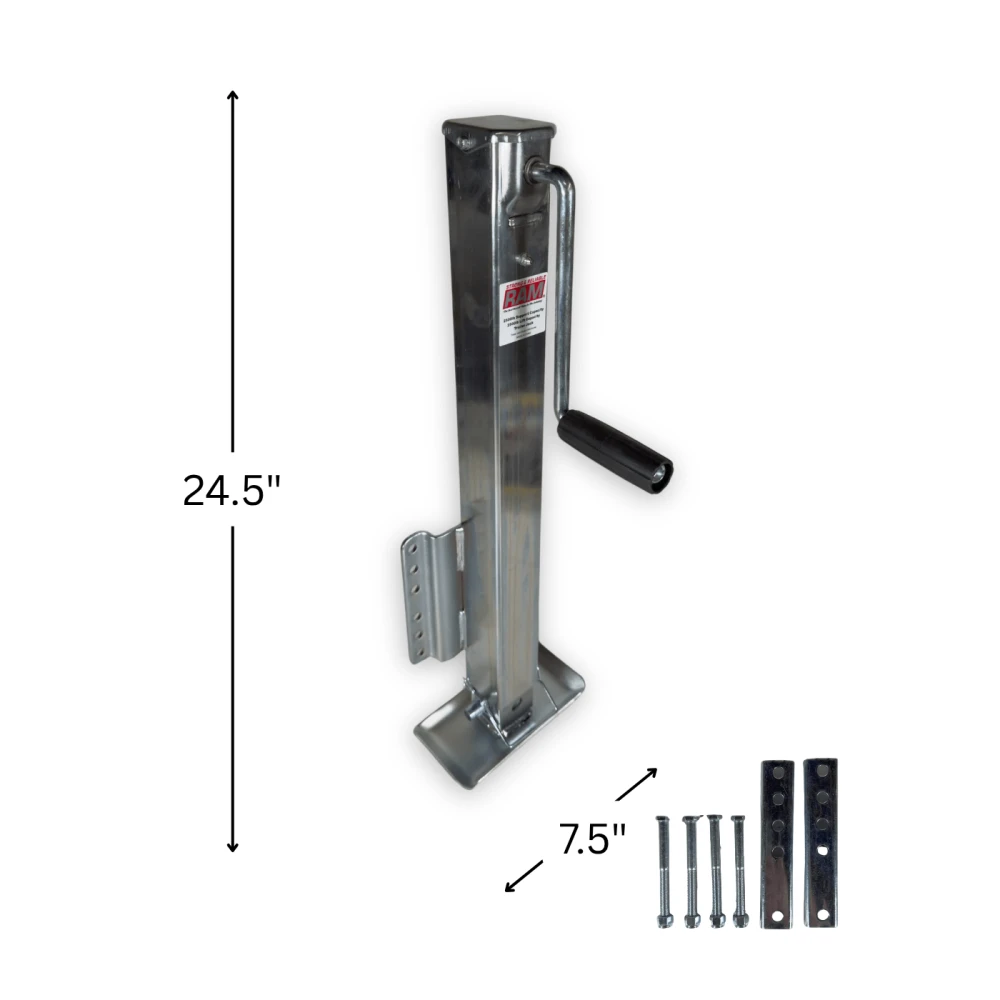 RAM Bolt-On Marine Swivel Trailer Jack 15 Inch Travel Drop Leg Zinc MJSQ-2500B