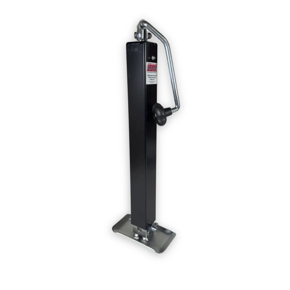 RAM Direct Weld Heavy Duty Square Trailer Jack TJD-5000 black topwind drop leg 5000 lb