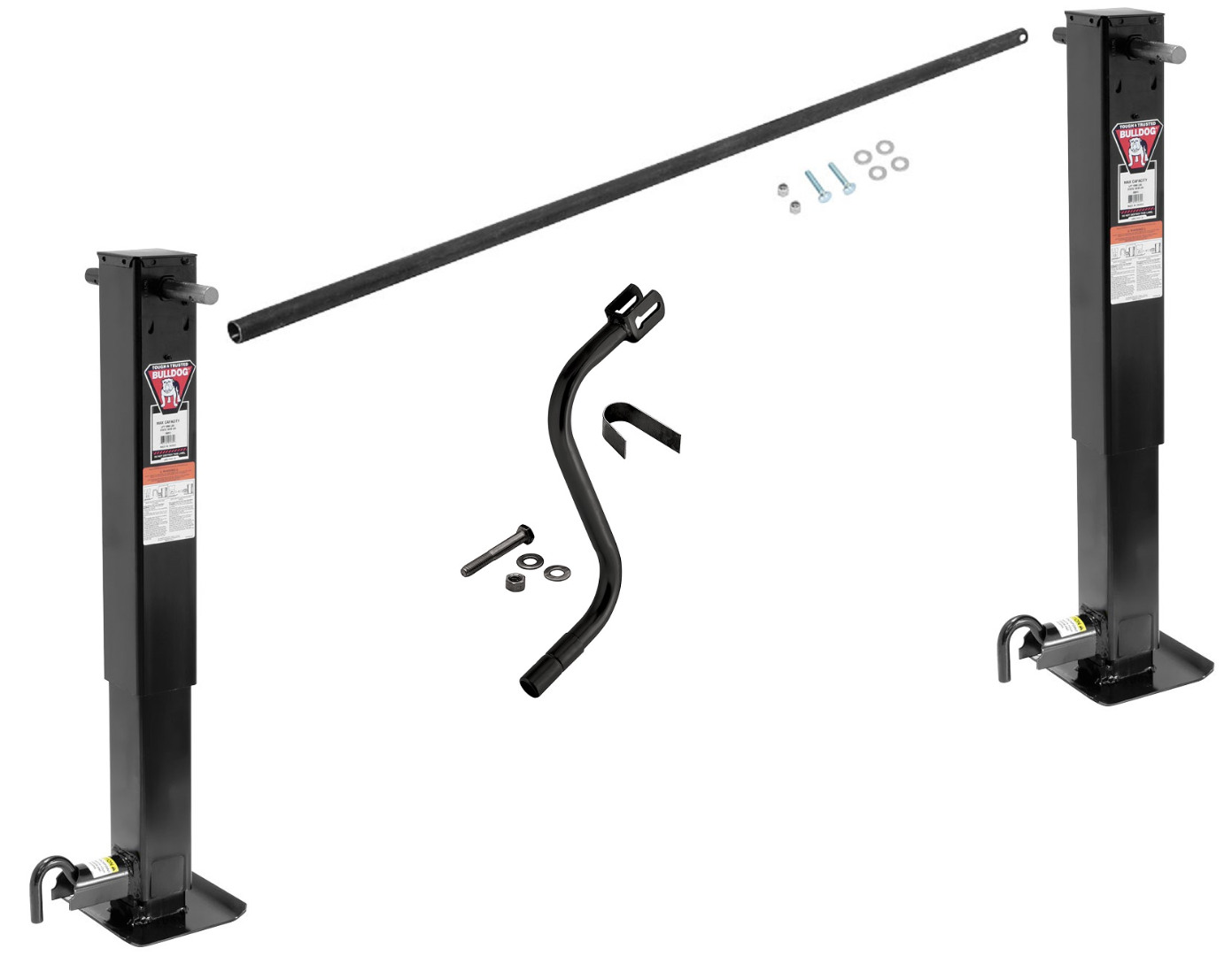 Bulldog Tandem Trailer Jack Landing Gear Set 24K Static 20K Lift Spring Return Drop Leg Complete System