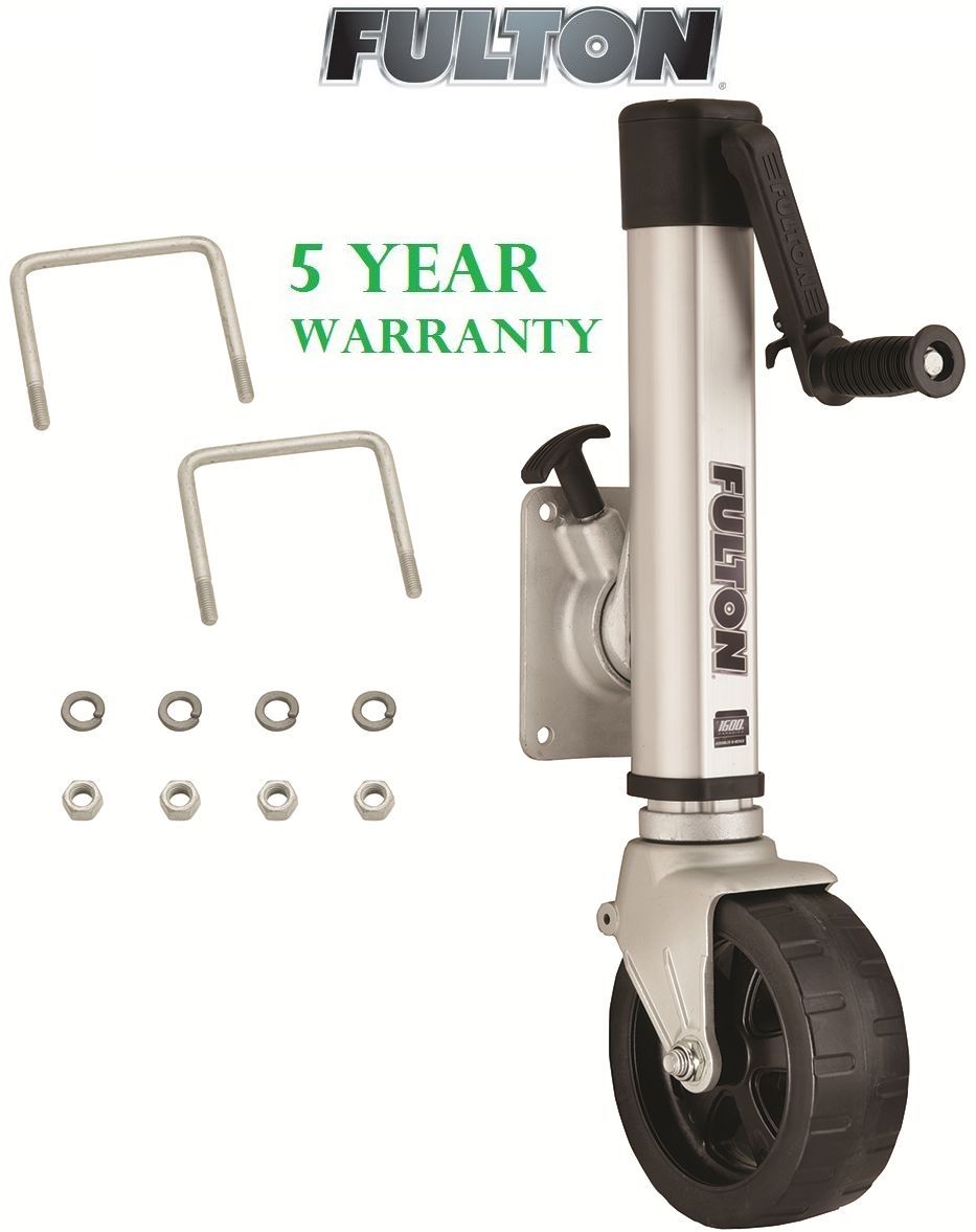 Fulton F2 Trailer Jack 1,600 lbs. Bolt-On w/ Single Wide Wheel Fits 3"x3" & 3'x4" Frames
