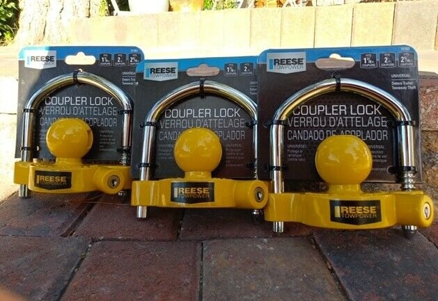 3-Pack Keyed Alike Reese Universal Trailer Tow Hitch Coupler Lock Fits 1-7/8 In 2 In and 2-5/16 In. Ball Couplers Distance Between Shackled Holes 4-1/2"